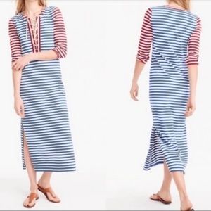 J. Crew Blue and Red Striped Maxi Dress